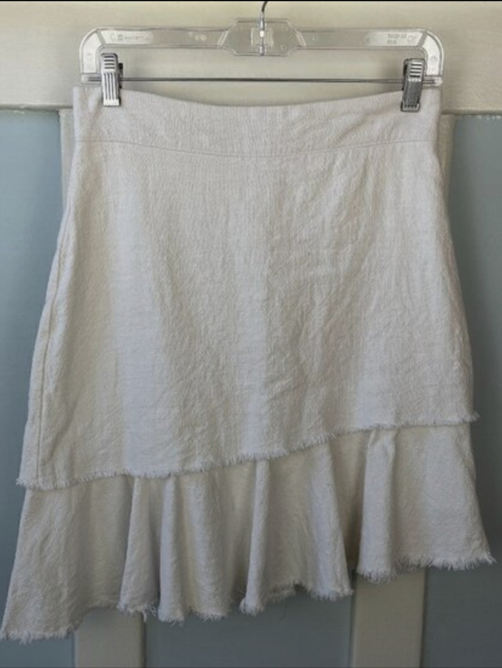 Mo:vint Asymmetrical White Ruffle Hem Women's Skirt